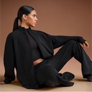 Skims XS Black Track Jacket Nike Collab Matte Tricot Oversized Viral Streetwear